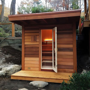 Sauna con puerta lateral para exteriores, almohada de madera/Sauna con marco de madera, horno eléctrico, Suite, <span class=keywords><strong>Spa</strong></span>, bañera de hidromasaje para exteriores - Product Image 2