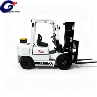 Chariot élévateur diesel CPCD25 2,5T : mât triplex de 4,3 m, moteur Xinchai, pneus pleins, déplacement latéral, boîte à outils.