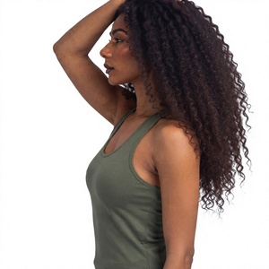 Olive Green Women <b>Collarless</b> Tank Top Sleeveless Fitted Sporty Front Logo Printed Casual Workout <b>Shirt</b> - Product Image 5
