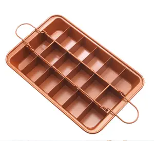 Non Stick 18 Cavity Carbon Steel Brownie Cake Pan Bread Pan with Dividers Square Lattice Chocolate Cake Mold Brownie Baking Pan/