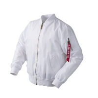 Blouson Bomber MA1 Artistique et Frais pour Hommes Printemps Automne Coupe-Vent Col Montant Blanc Style Hip-Hop Fermeture Éclair Avant pour Couples