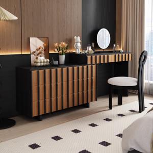 <span class=keywords><strong>Tocador</strong></span> Moderno para Dormitorio de Apartamento Pequeño, Mesa de <span class=keywords><strong>Maquillaje</strong></span> de Madera Maciza con Espejo Iluminado y Gabinete de Almacenamiento de Gran Capacidad - Product Image 4