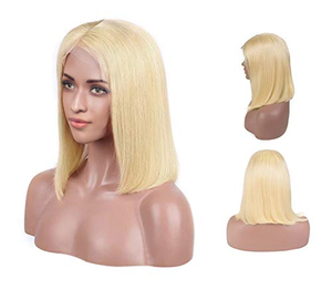Top Bob <span class=keywords><strong>Bionda</strong></span> Brasiliana Dei Capelli Umani <span class=keywords><strong>Parrucca</strong></span> Corta, Crespo Orecchio A Orecchio Miele <span class=keywords><strong>Bionda</strong></span> <span class=keywords><strong>Parrucca</strong></span> Anteriore Del Merletto, crudo Bagnato Ed Ondulato Brasiliano Dei Capelli <span class=keywords><strong>Parrucca</strong></span> - Product Image 2