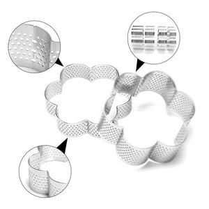 Ensemble de découpoirs à biscuits en acier inoxydable perforé 304ss, formes de fleurs et rondes pour la pâtisserie et le fondant - Product Image 6