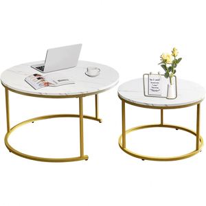 Oem Nordic Modern Luxury Marble Top Round Nesting Coffee <b>Table</b> Set for Home Apartment Office <b>Bar</b> Perfect Living Room Furniture - Product Image 1