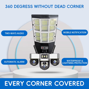 กล้องวงจรปิด 2MP HD 3 เลนส์ 4G  ไร้สาย Wifi ภายนอกอาคาร  พร้อมแผงโซลาร์เซลล์ ไฟถนน LED  หมุนได้ 360 องศา PTZ  กำลังไฟ 180W - Product Image 5