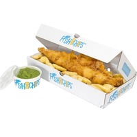 Boîte d'emballage en carton ondulé écologique et recyclable pour poisson et frites, impression personnalisée, pour aliments pour bébés et frites, vente en gros