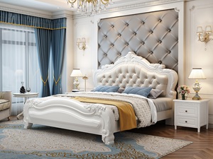 Letto matrimoniale in legno massello di alta qualità in stile tradizionale di lusso con letto King Size per mobili da camera da letto - Product Image 2