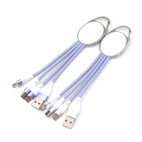 Câble de charge multi-usage 3 en 1, câble de charge USB portable en forme de porte-clés, cordon de charge court et petit compatible avec les smartphones
