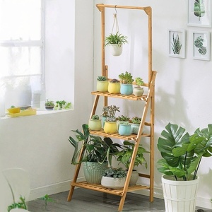 Support de plante d'intérieur/extérieur en bambou robuste à 5 niveaux étagère à fleurs pliable <span class=keywords><strong>pour</strong></span> jardin/patio support d'affichage de pot <span class=keywords><strong>pour</strong></span> usage domestique - Product Image 3
