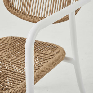 Silla de Jardín Apilable de Mimbre de Color Natural, Resistente a los Rayos UV y al Agua, Diseño Moderno para Comedor al Aire Libre, Cocina, Uso en Villas - Product Image 4