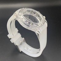 Pièces de montre modifiées, boîtier en acier inoxydable noir de 39 mm, chronographe, boucle à ardillon, bracelet en caoutchouc, compatible avec le mouvement à quartz VK63