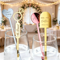 Agitateurs à boisson en acrylique personnalisés de formes variées, gravés avec un nom, pour les fêtes, les mariages, les anniversaires, la décoration