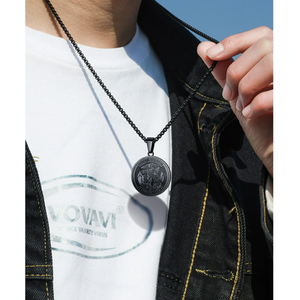 Charm Medalla Placa redonda Hombres San Miguel Colgante Collar Oración completa Protección de acero inoxidable Medallón de Arcángel - Product Image 6