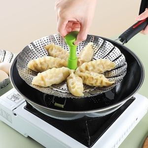 Accessoire de cuisine commerciale Acier inoxydable Télescopique Pliant Lotus Food Steamer avec Poignée - Product Image 5