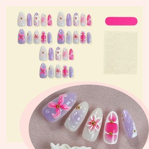 ZHI JIA En gros Capsules d'<span class=keywords><strong>ongles</strong></span> de luxe en résine ABS et époxy 3D, 30 pièces, motif floral et colonne en acier, couleur fraîche, prêtes à poser - Product Image 2