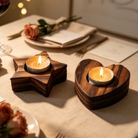 Großhandel Romantischer Holz-Teelichthalter-Set Herz- & Sternförmiger Laminierter Holz-Kerzenständer für den Valentinstag