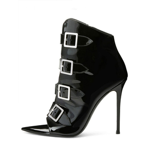 Rivets Ornament Solid Skintight Pointed Toe <b>High</b> Thin Heel Women Thigh <b>High</b> Booties Side Half-zip PU Upper Over <b>Knee</b> <b>High</b> Boots - Product Image 5