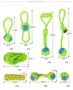 Tali katun mainan tarik anjing perang tali katun hijau bola mainan kunyah anjing - Product Image 5