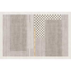 EIFFEL HOME Alfombra de Salón de Estilo Nórdico, Lisa con Rayas Doradas, Fibra de Poliéster, Impermeable, Resistente a las Manchas, Fácil de Limpiar, Engrosada - Product Image 4
