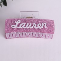 Pinces à cheveux personnalisées en acrylique avec lettres alphabet scintillantes, accessoires de coiffure DIY, pinces 3D alphabet