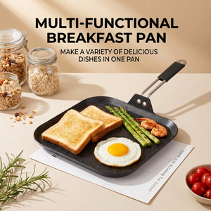 Poêle à frire carrée antiadhésive personnalisée OEM avec revêtement en granit, poêle plate de 11 pouces pour crêpes et pancakes - Product Image 2