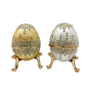 Boîte à bijoux en forme d'œuf de <span class=keywords><strong>style</strong></span> <span class=keywords><strong>Fabergé</strong></span>, cadeau de mariage, porte-bague, figurine de collection, boîte en cristal, cadeau unique pour la décoration de la maison - Product Image 1
