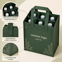 Sac fourre-tout personnalisé en non-tissé pour 6 bouteilles de vin, avec séparateurs de bouteilles et poignées renforcées, idéal pour les caves à vin, les cadeaux et la vente au détail
