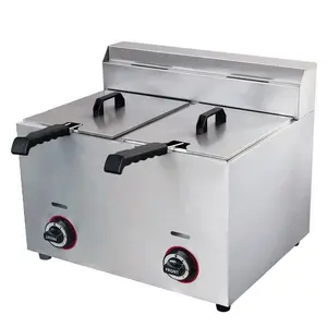 Fast Food Restaurant Double Tank Commercial Gas Chip Deep Fryers Machine