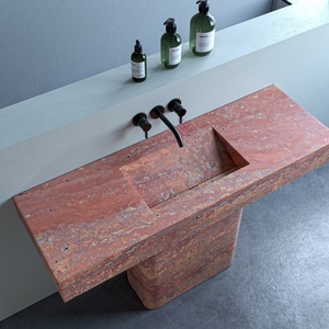 Verde biologico in marmo naturale piedistallo lavello bordo grezzo bacino scultoreo italiano artigianale centrotavola per il bagno - Product Image 6