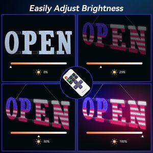 40 In X 14 In American Flag Led Open Sign With <b>Remote</b> <b>Control</b> Dimmable Brightness Flash Modes Easy Hang - Product Image 4