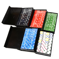 Ensemble de dominos à pois de couleur 28 pièces, jouet en plastique amusant en boîte simple pour jeu décontracté pour la maison, la famille et les voyages
