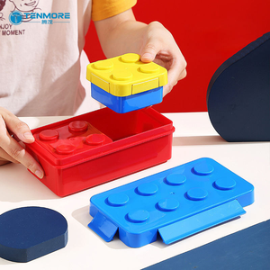 Boîte à bento empilable en forme de blocs de construction, récipient à lunch étanche avec séparateurs pour enfants et adultes - Product Image 2