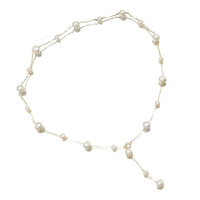 Collar de Perlas Naturales de Agua Dulce CYNYA, Ajustable, Estilo Lariat, Chapado en Oro de 18k, Vintage, para Mujer