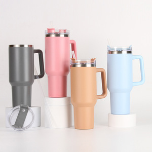 Ly giữ nhiệt du lịch bằng thép không gỉ 40 oz, in logo tùy chỉnh, hai lớp chân không, có tay cầm và ống hút - Product Image 3