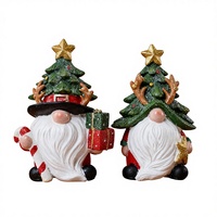 Ensemble de 2 gnomes de Noël en résine charmants pour la décoration de la maison, du porche, du bureau - Centre de table de fête, décoration de cheminée, 4,2 pouces
