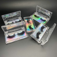 Vente en gros de boîtes d'emballage vides transparentes en acrylique pour cils de vison de luxe 25 mm Marque privée personnalisée faite à la main pour cosmétiques