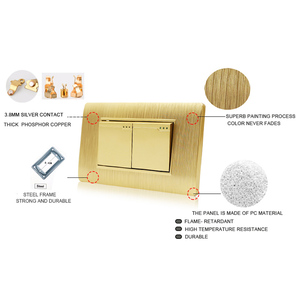 Công Tắc Ổ Cắm Điện Trên Tường Màu Vàng 10A-16A 2 Gang 1 Chiều 3 Chiều 110V-250V Công Tắc Đèn Tiêu Chuẩn Hoa Kỳ - Product Image 3