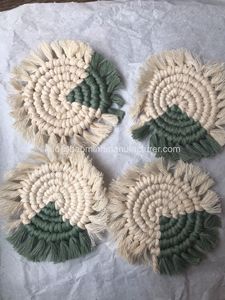 ที่รองแก้วผ้าฝ้ายทอมือ, ที่รองแก้ว Macrame, ตกแต่งโต๊ะกาแฟจากเวียดนาม - Product Image 6
