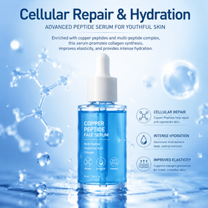 Sérum Visage Personnalisé <span class=keywords><strong>Bio</strong></span> Végétalien au Cuivre Peptidique GHK-Cu 12 Multi-Peptides Hydratant Raffermissant Anti-Âge - Product Image 1