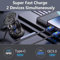 Soket pengisi daya USB untuk mobil, soket pengisi daya USB 83W 12-24V QC3.0 dengan tombol 18W dan Voltmeter aluminium PD3.0 untuk RV Marine Golf Boat