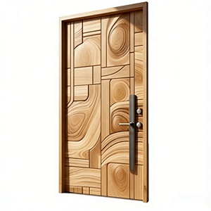 Puerta de Entrada Exterior de Madera Maciza Tallada, Puerta de Seguridad de Lujo Hecha a Mano para Villa y Exteriores Residenciales - Product Image 1