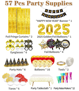 Bonne année <span class=keywords><strong>lunettes</strong></span> <span class=keywords><strong>frange</strong></span> bruit fabricant chapeau diadème bannière Photo accessoires 2026 feuille ballons bruant rideau nappe fête décor - Product Image 6