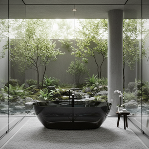<span class=keywords><strong>Vasca</strong></span> <span class=keywords><strong>da</strong></span> <span class=keywords><strong>Bagno</strong></span> Moderna Portatile Autoportante con Scarico, Grande <span class=keywords><strong>Vasca</strong></span> in Resina <span class=keywords><strong>Trasparente</strong></span> per Casa o Hotel - Product Image 3