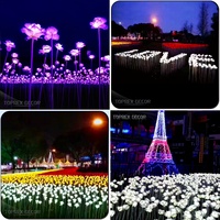 Lampu Dekorasi Taman TOPREX DECOR untuk Hari Valentine, Lampu LED Bentuk Bunga Mawar dari Kain Tahan Air, Dapat Dimasukkan ke Tanah untuk Dekorasi Lanskap Taman
