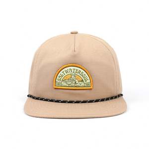 Factory Direct Sale Custom 5 <b>Panel</b> Hat,Cotton Polyester Adjustable Plain Unstructured Flat Brim Hats,<b>Patch</b> Rope Snapback Hat - Product Image 2