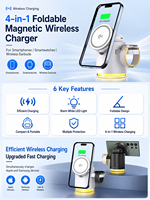 HYTO Nouvelle Génération Station de Recharge Magnétique Sans Fil 3-en-1 Compacte à Charge Rapide pour iPhone 12-17, iWatch, Samsung