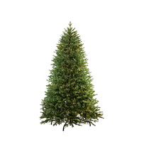 USCHOOL Luxuriöser Vollkunststoff-Weihnachtsbaum mit großen Blättern, freistehend, 40 warmweiße, verdichtete, leuchtende Fünfzweig-Ornamente für