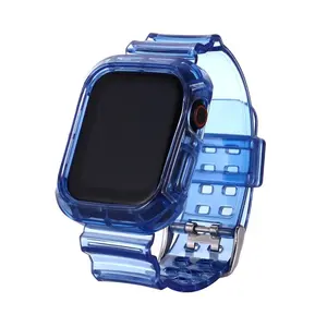 עבור Iwatch 6 שעון להקת קסמי ניאון צבעים הצלול Tpu שעון להקות עם סיאמיים מגן מסגרת פגוש מקרה