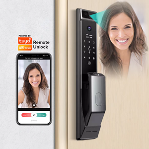 Serrure de porte intelligente sans clé biométrique automatique Tuya avec carte RFID IC, application Wifi, combinaison d'empreintes digitales - Product Image 4